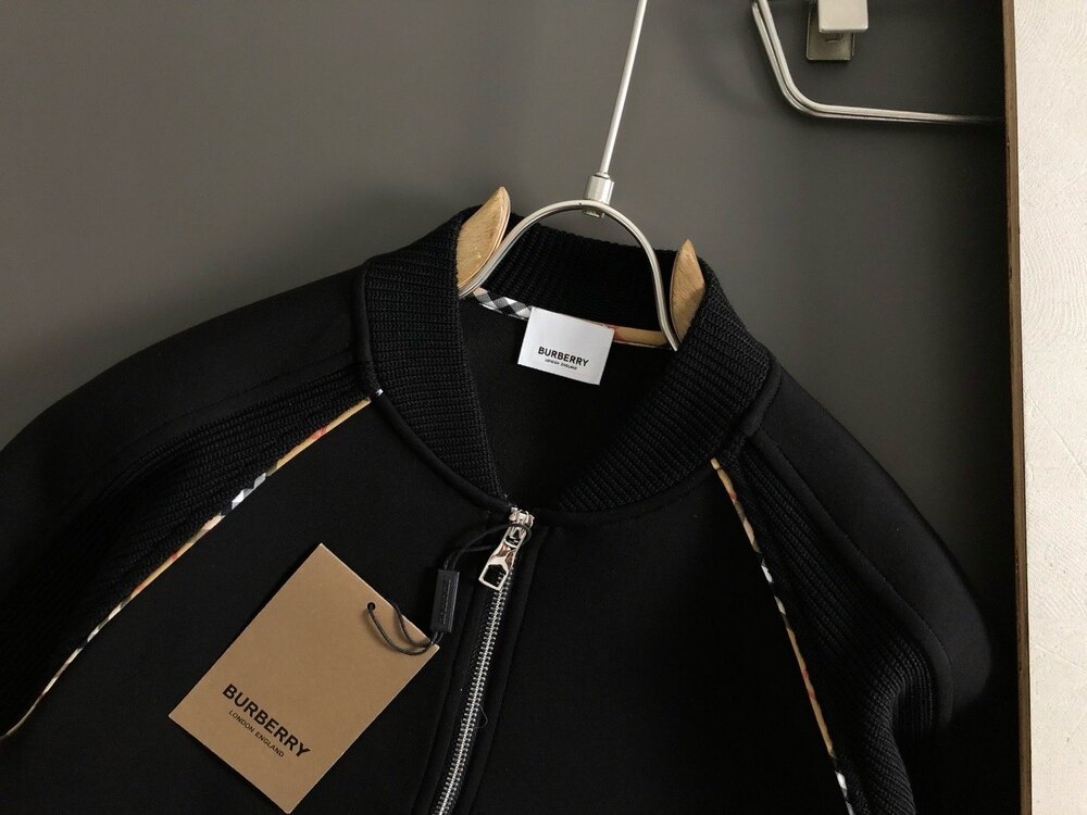 Fermuarlı ekose yama dik yakalı sweatshirt