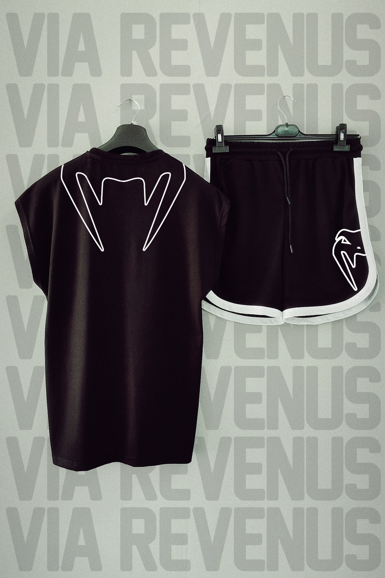 UFC Venum Ön Arka Baskılı Sıfır Kol Tshirt Şort Takım
