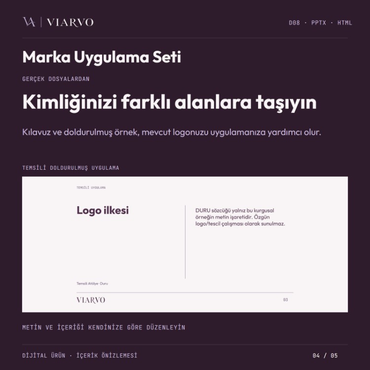 Küçük İşletme Marka Uygulama Seti (PPTX · HTML)