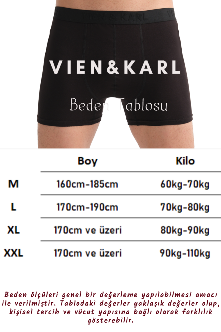 VIEN&KARL Premium Kutuda 6'lı Siyah Gri Lacivert Boxer / Atlet Set
