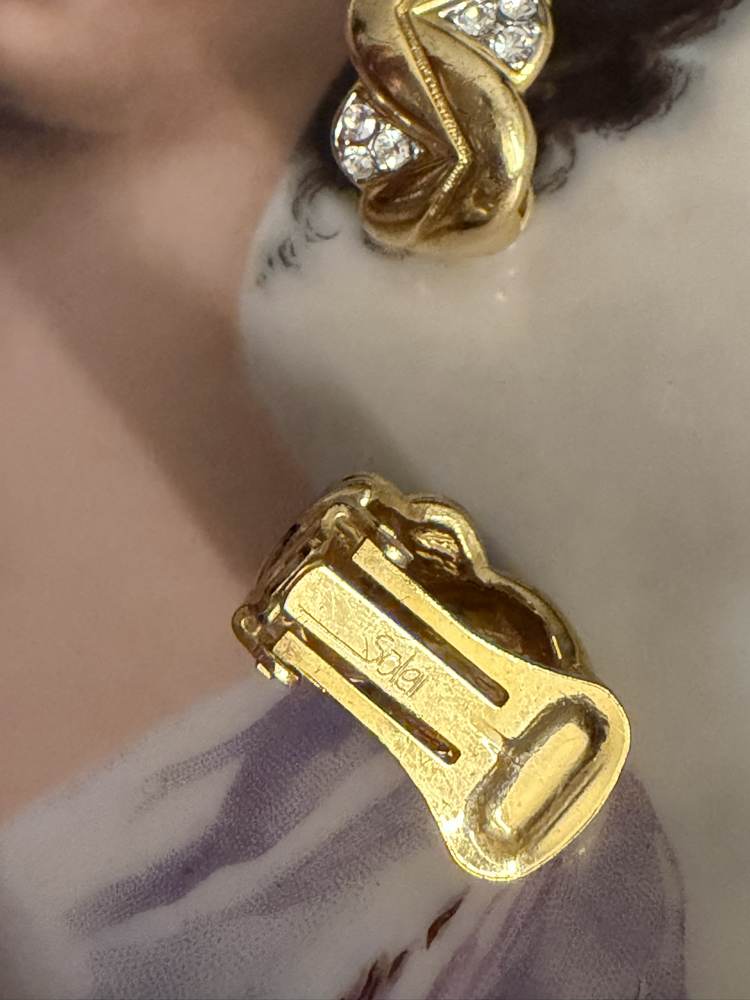 Vintage Leylak Pembesi Mermer Kubbeli Sanat Cam Pembe AB ve Gri Rhinestones Broş ve