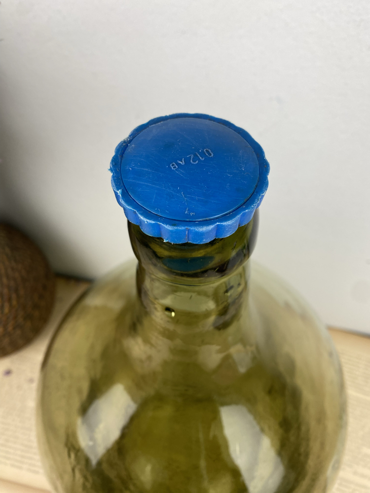 Antika Yeşil Üfleme Cam Demijohn / 12 L Damacana 