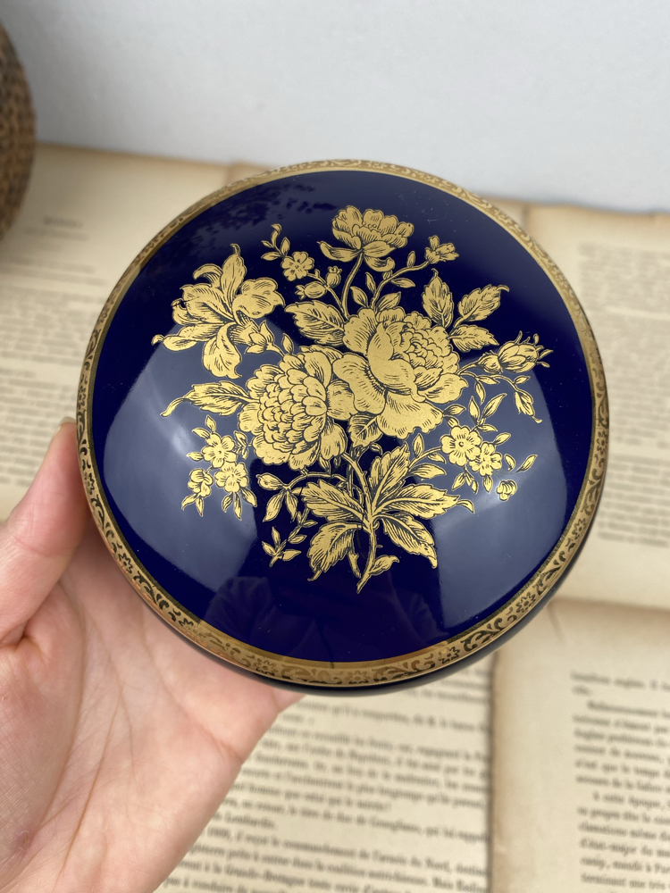 Vintage Fransız Tharaud Limoges Damgalı Porselen Kutu 