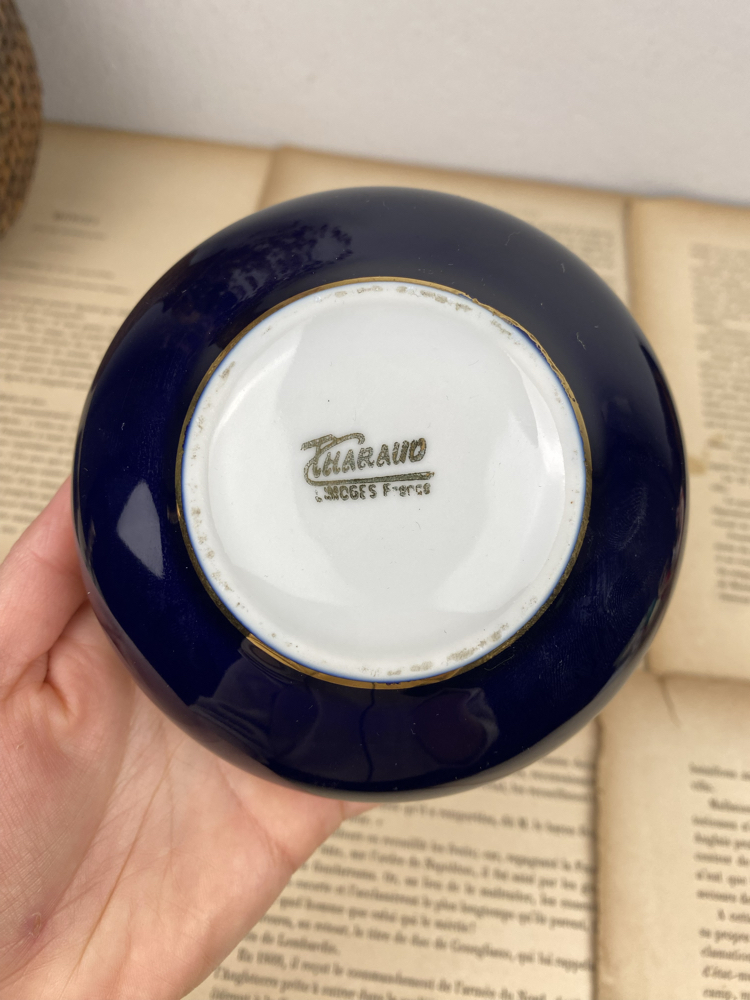 Vintage Fransız Tharaud Limoges Damgalı Porselen Kutu 
