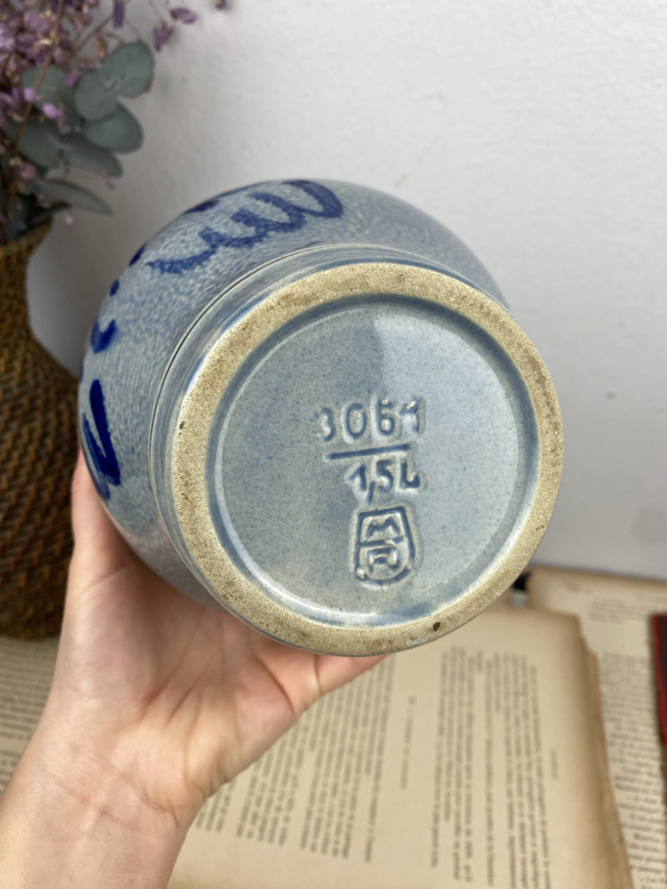 Vintage Alman Tuz Sırlı Seramik Sürahi 1,5 lt 