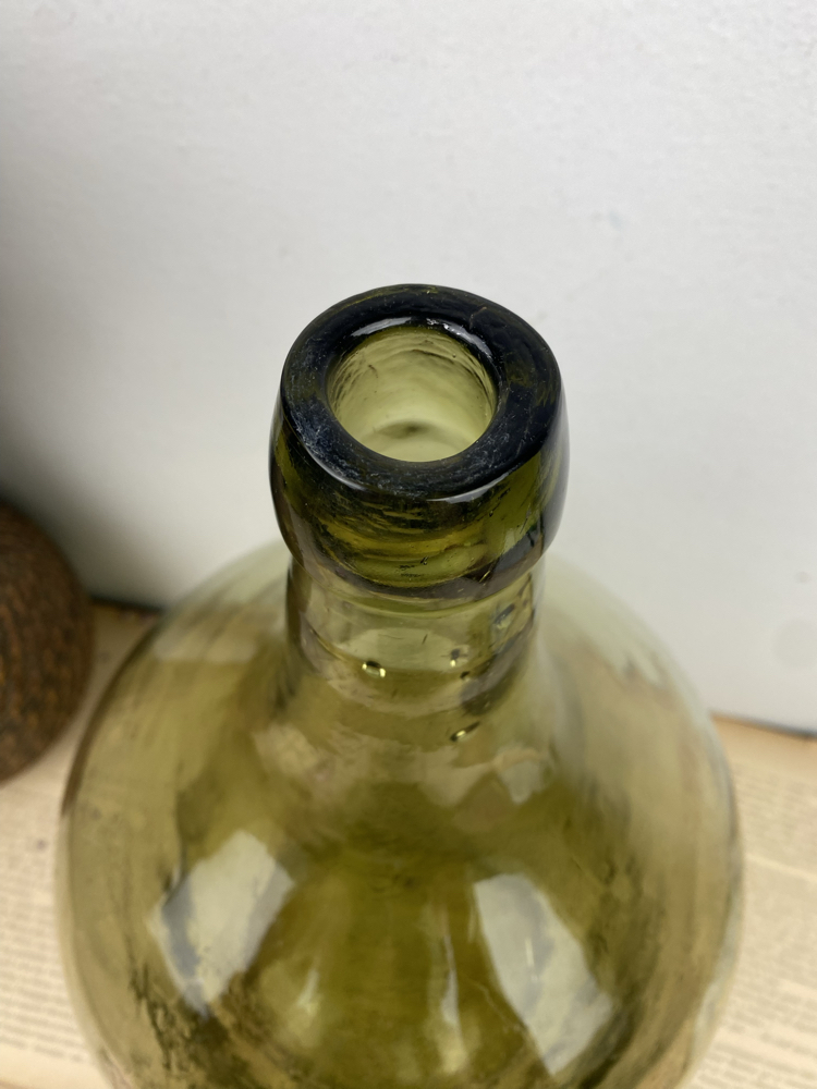 Antika Yeşil Üfleme Cam Demijohn / 12 L Damacana 