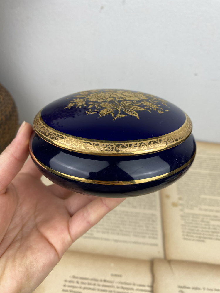 Vintage Fransız Tharaud Limoges Damgalı Porselen Kutu 