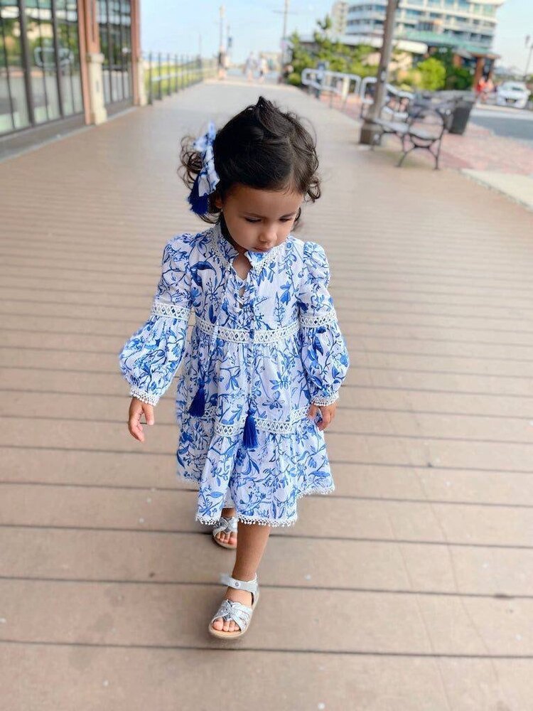 Mavi Çiçekli Elbise