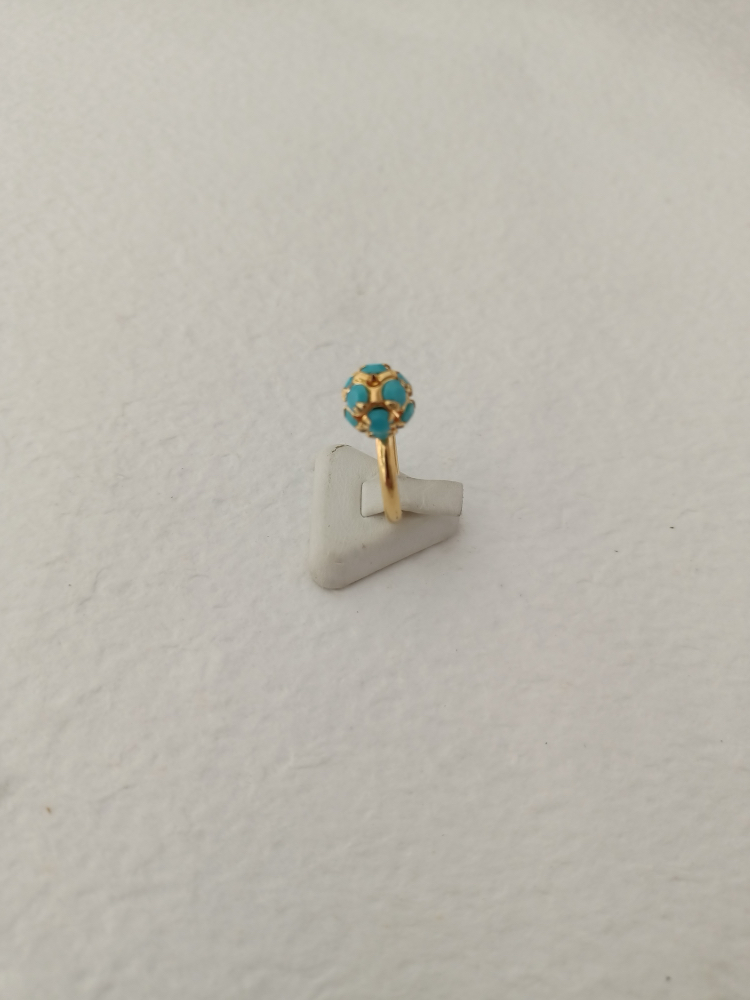 Vintage Mavi Tasli Sputnik Yuzuk