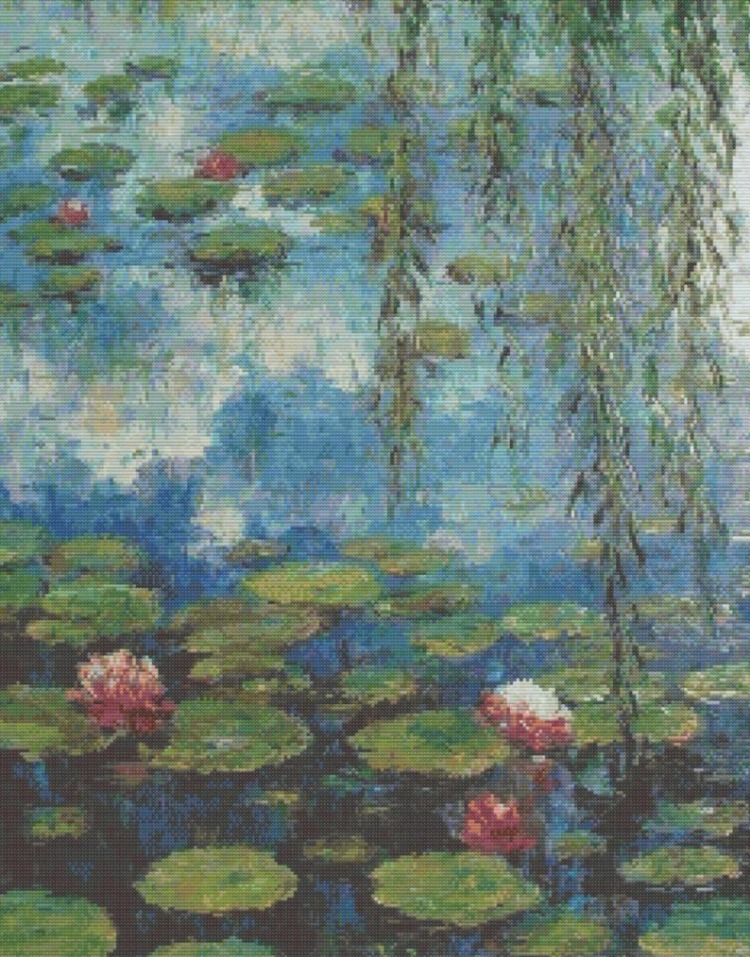 Water Lilies Monet kanaviçe deseni - 43x55 cm