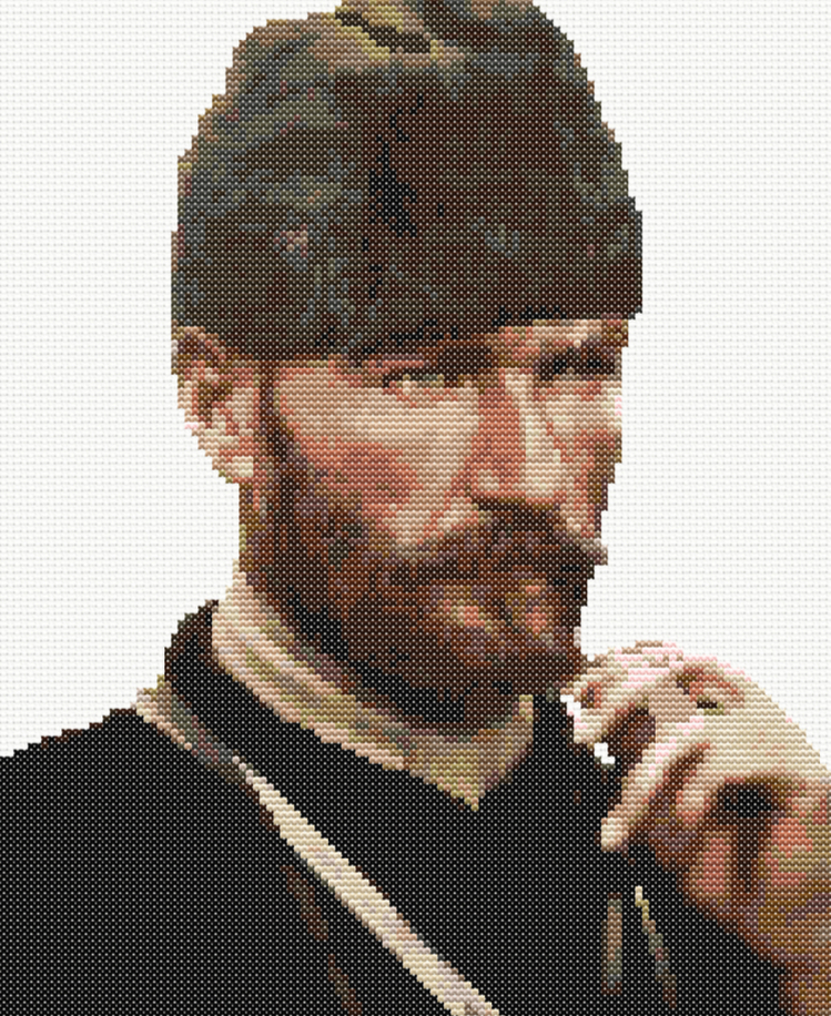 Mustafa Kemal Atatürk Kanaviçe Deseni - 133x150 stitches- 22 DMC Renkli- 24x27 cm