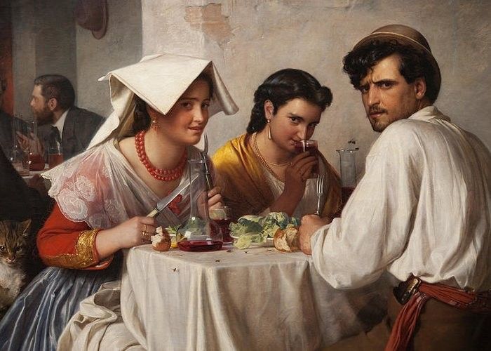 In a Roman Osteria-Carl Bloch kanaviçe şablon 28 x 20 cm (48 renk) 