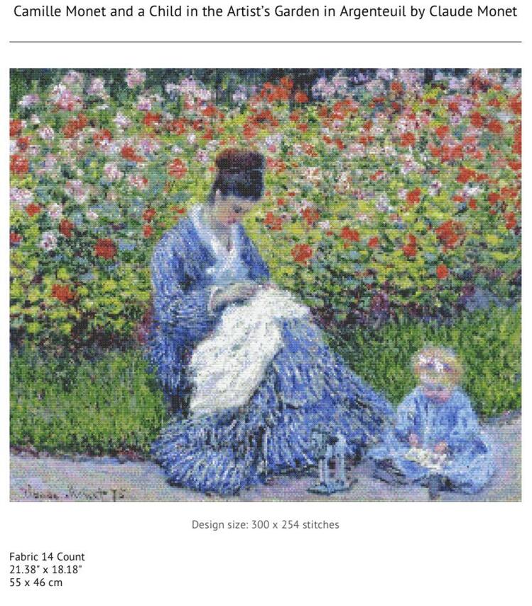 claude monet kanaviçe deseni 55x46 cm ( camille monet ) 59 renkli.