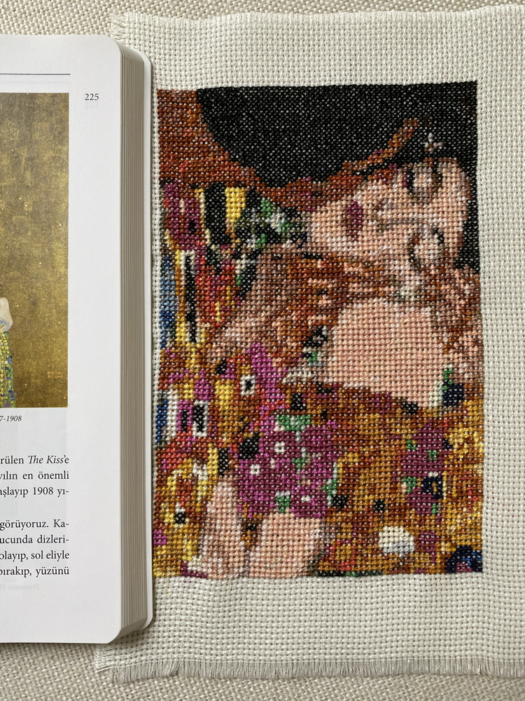 The kiss Gustav Klimt kanaviçe tablo