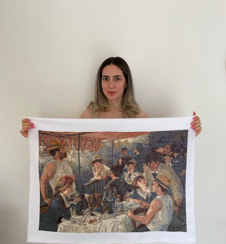Tekne gezisinde öğle yemeği renoir desen 73x53 cm
