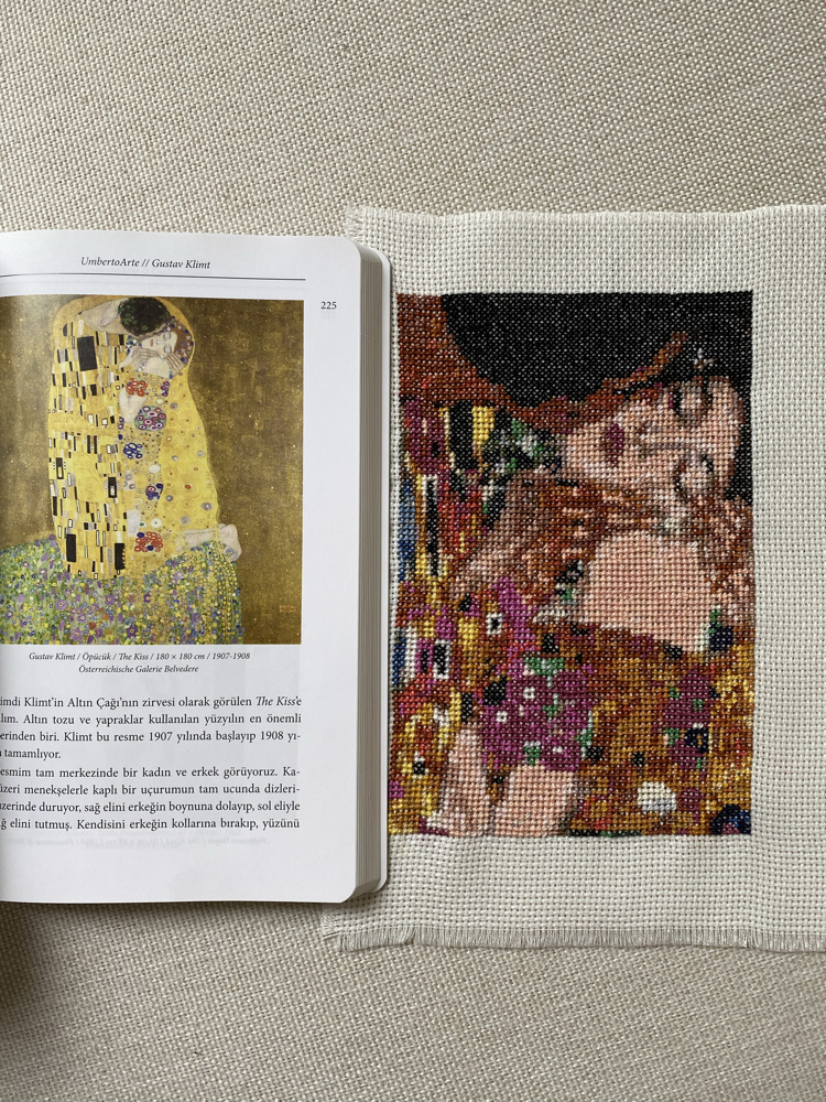 The kiss Gustav Klimt kanaviçe tablo