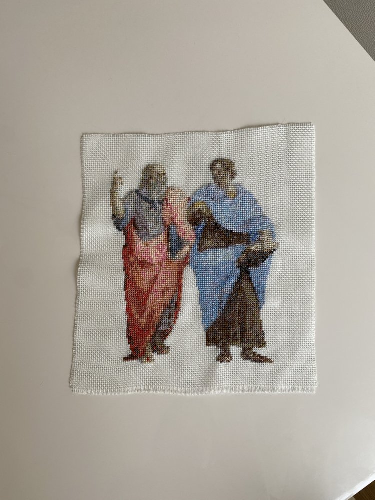 Platon ve Aristoteles Kanaviçe tablo