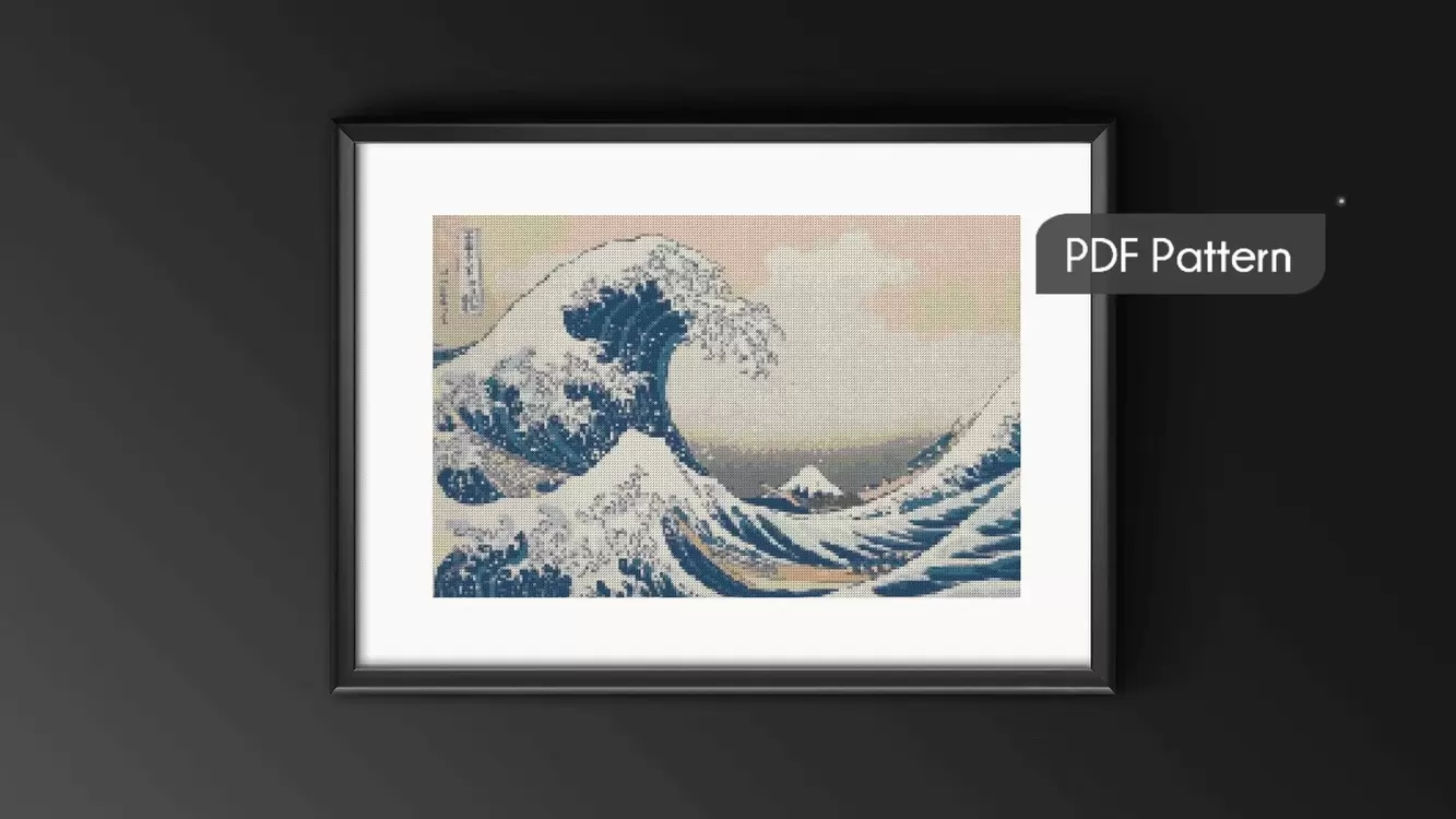 The Great Wave kanaviçe deseni Katsushika Hokusai, Kanagawa