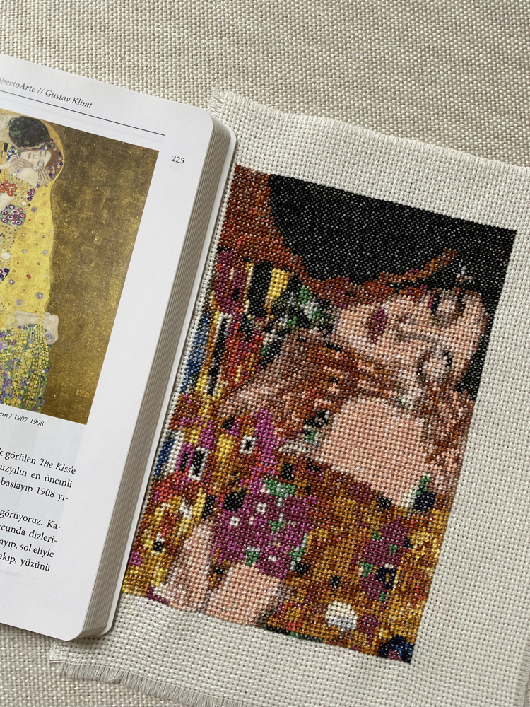 The kiss Gustav Klimt kanaviçe tablo