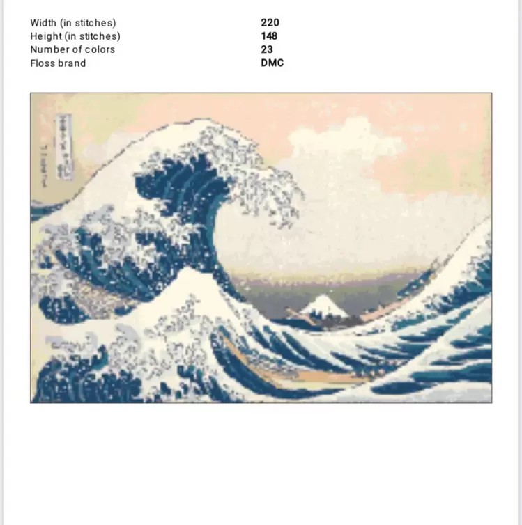 The Great Wave kanaviçe deseni Katsushika Hokusai, Kanagawa
