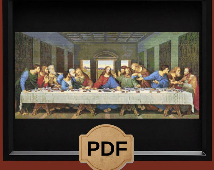 Son akşam yemeği- leonardo da vinci kanaviçe desen 25x53 cm