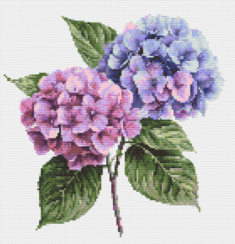 ortanca buketi kanaviçe deseni -26x27 cm- 30 renkli -