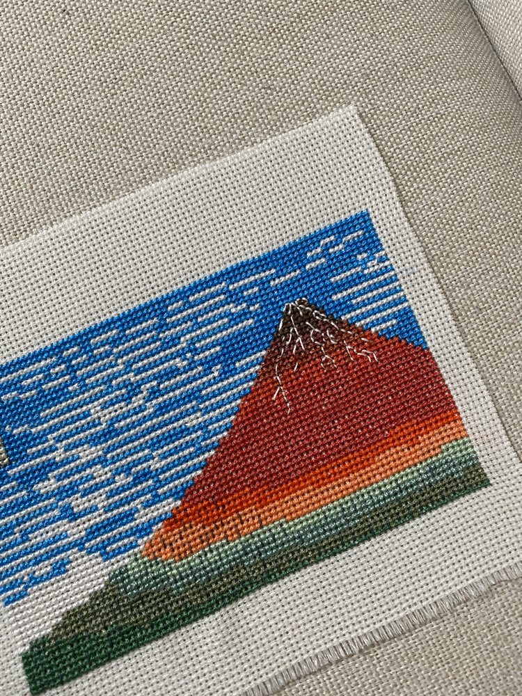 Red Fuji Hokusai Kanaviçe Tablo