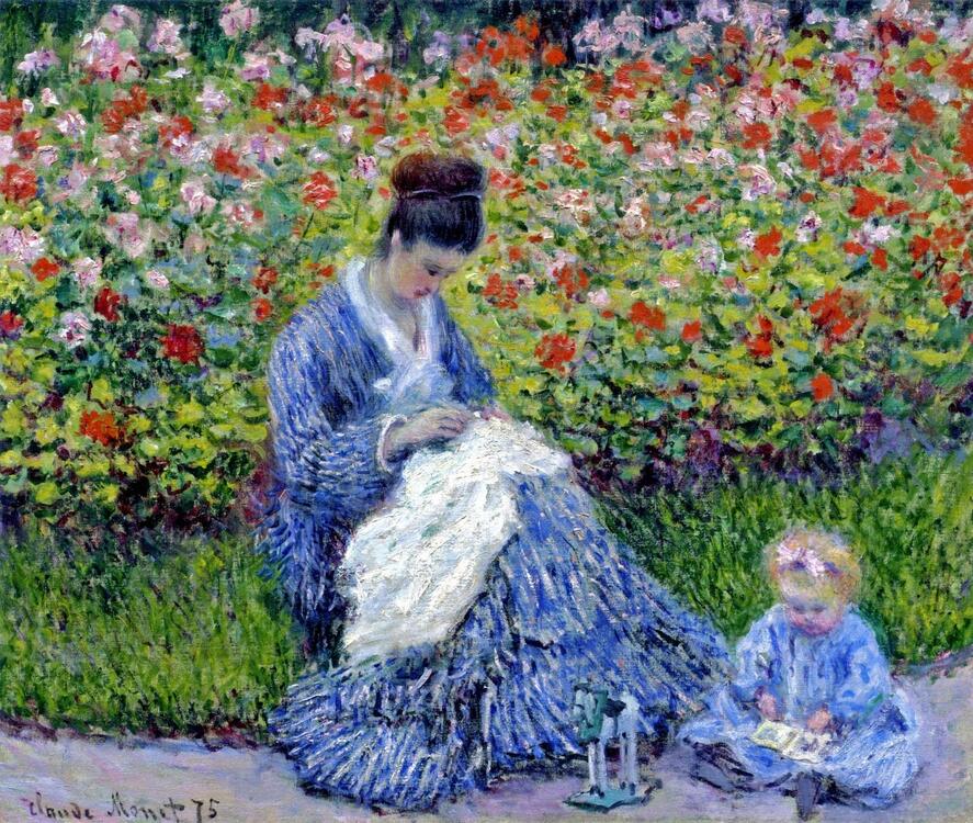 claude monet kanaviçe deseni 55x46 cm ( camille monet ) 59 renkli.