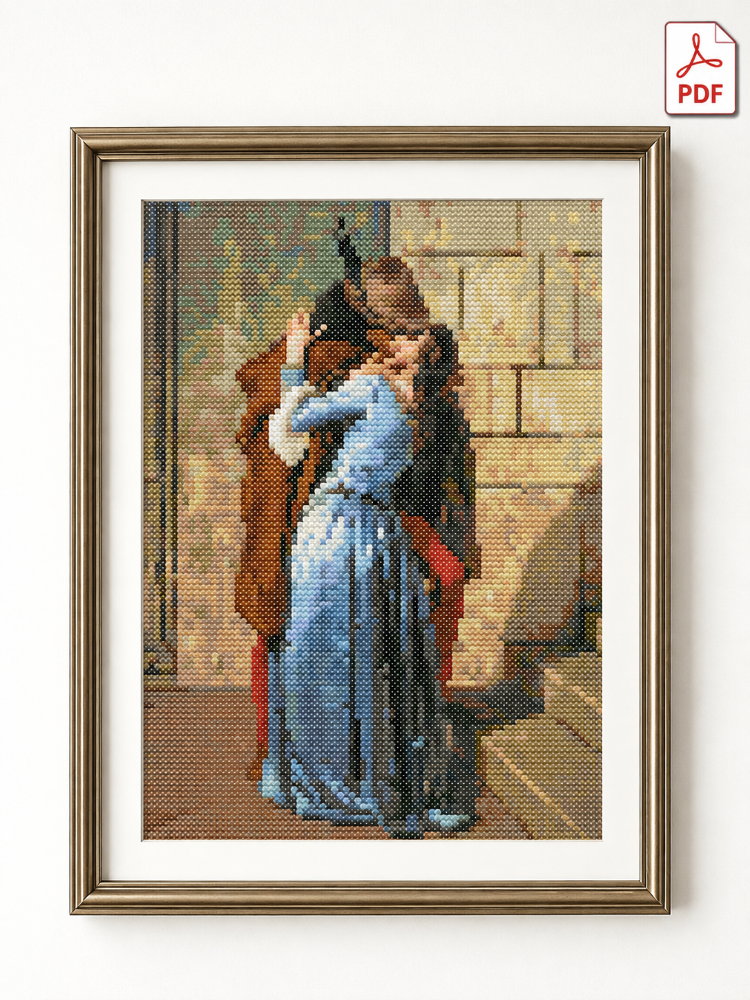 Francesco Hayez The Kiss kanaviçe deseni 15 x 22 cm 39 renk