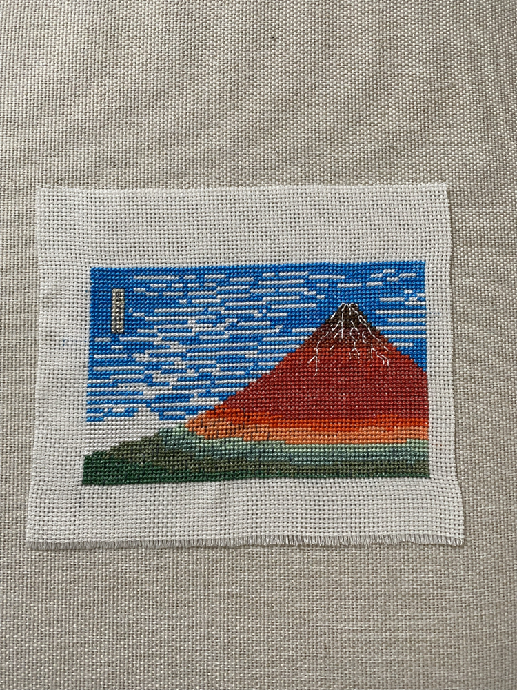 Red Fuji Hokusai Kanaviçe Tablo
