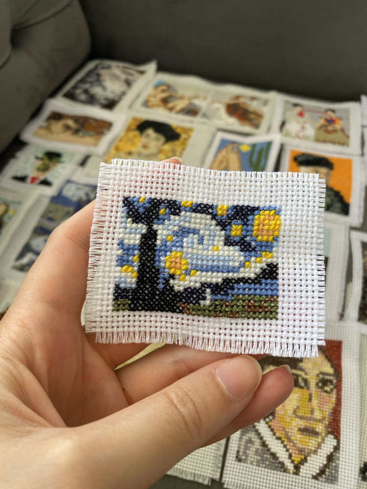 Mini starry night van gogh kanaviçe işleme