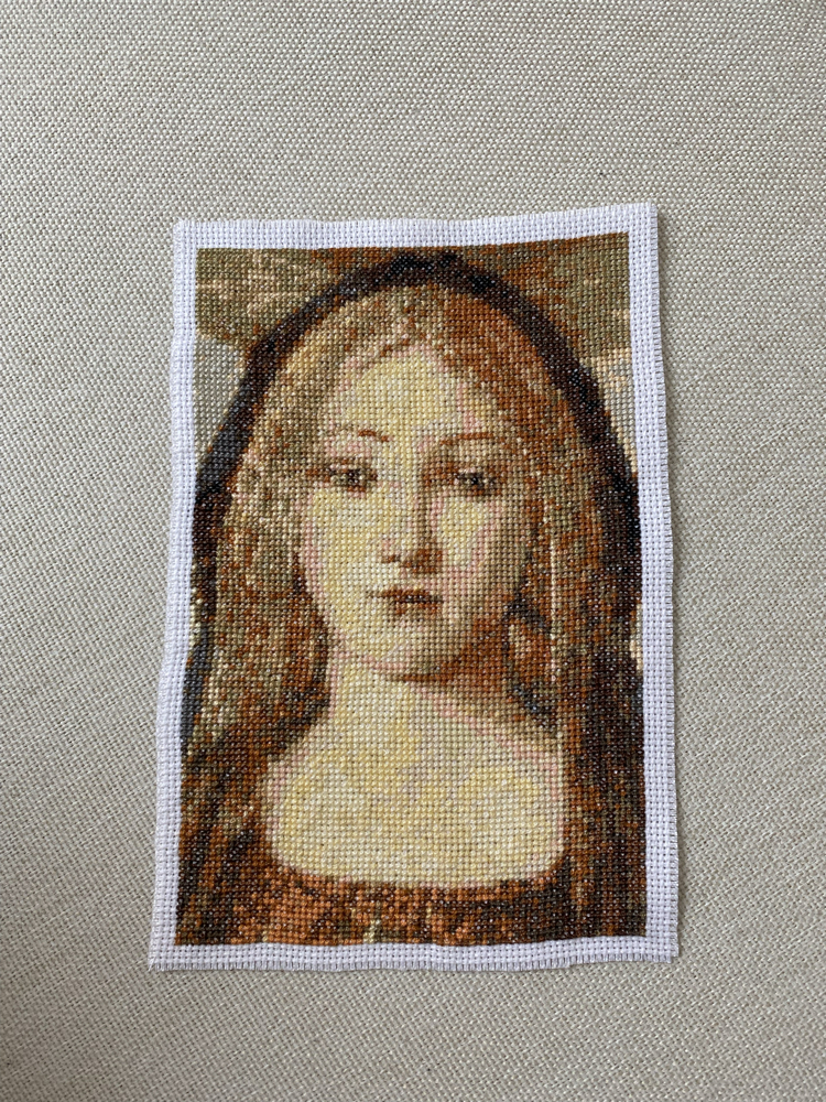 Botticelli virgin and child kanaviçe tablo