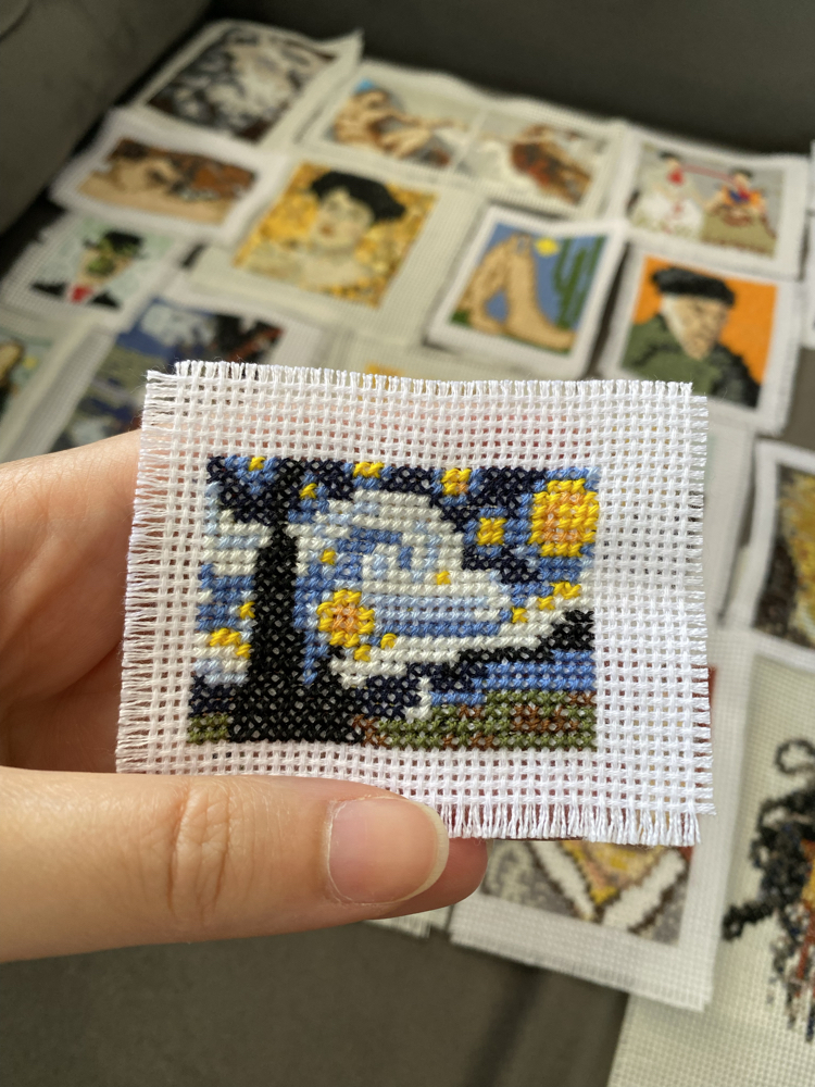 Mini starry night van gogh kanaviçe işleme