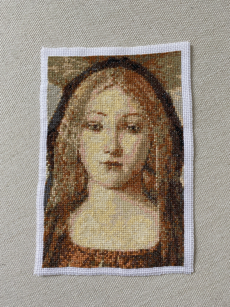 Botticelli virgin and child kanaviçe tablo