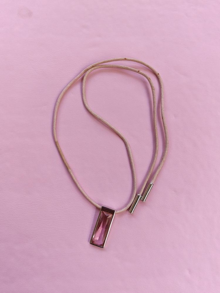Vintage Swarovski pembe taşlı kolye