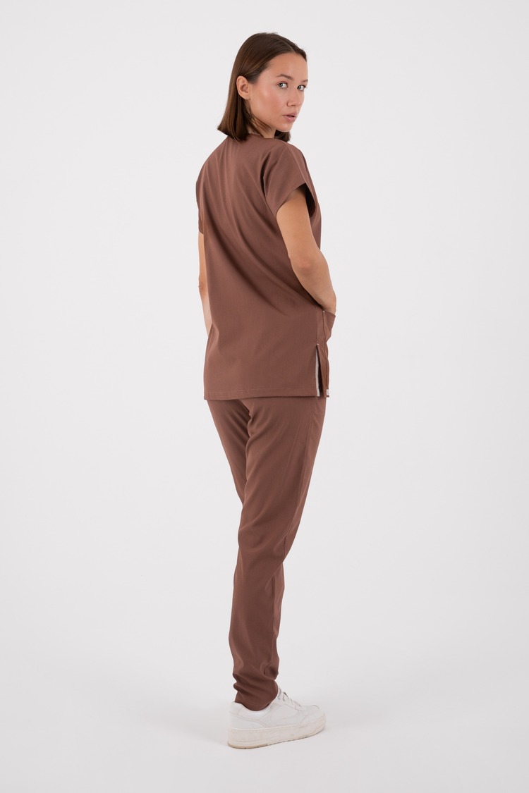 VİNZY V-SOFT KAHVERENGİ  LİKRALI CERRAHİ TAKIM