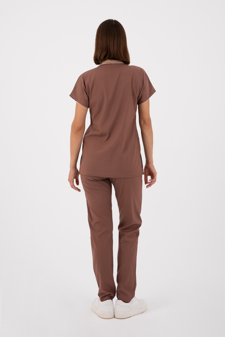 VİNZY V-SOFT KAHVERENGİ  LİKRALI CERRAHİ TAKIM