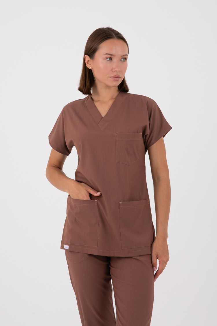 VİNZY V-SOFT KAHVERENGİ  LİKRALI CERRAHİ TAKIM