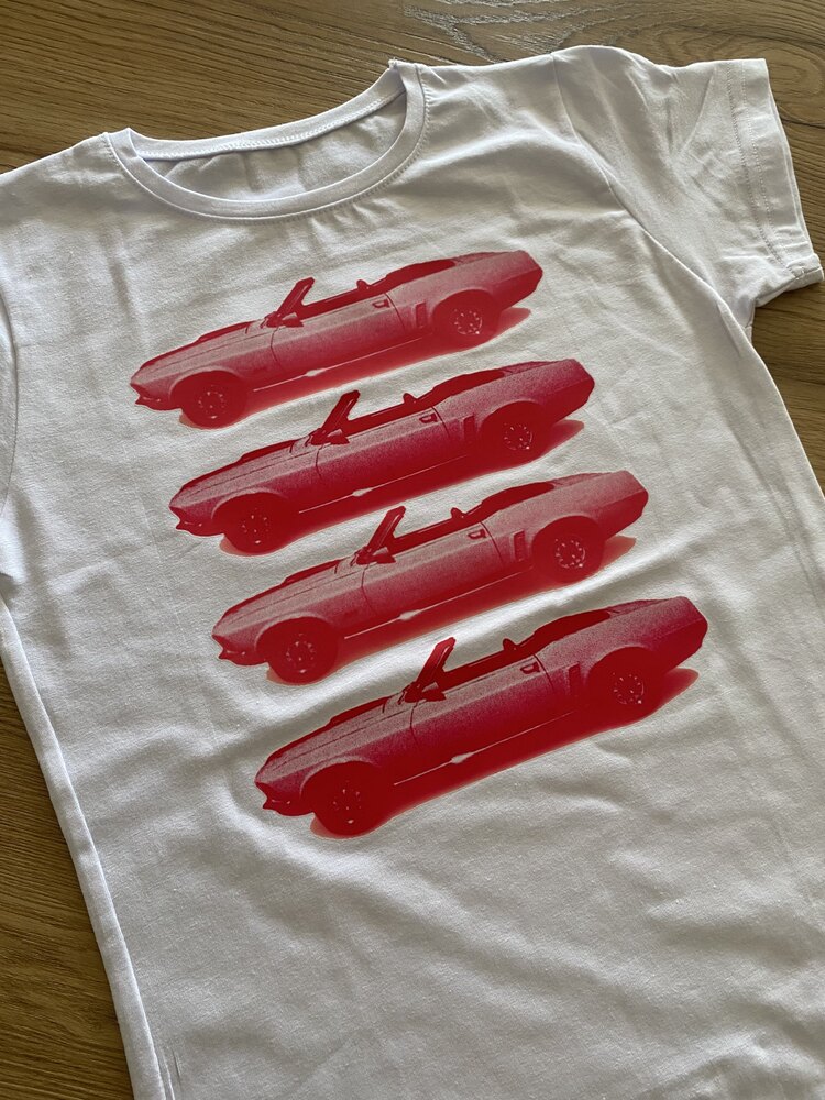 Pink cars baby tee