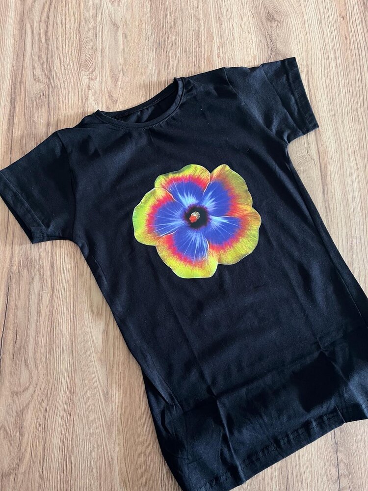 Mavi çiçek baby tee