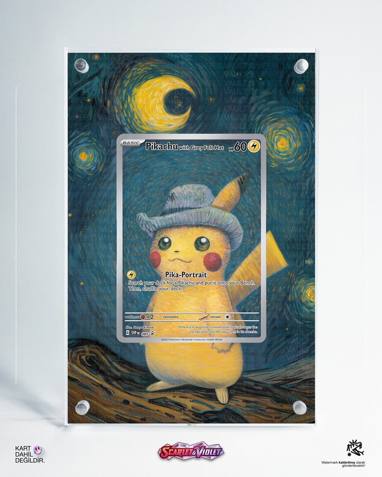 Pikachu with Grey Felt Hat - Extended Art Display