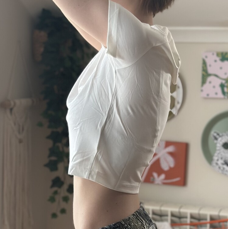 Kadın Basic Beyaz Kısa Kollu Crop Tişört