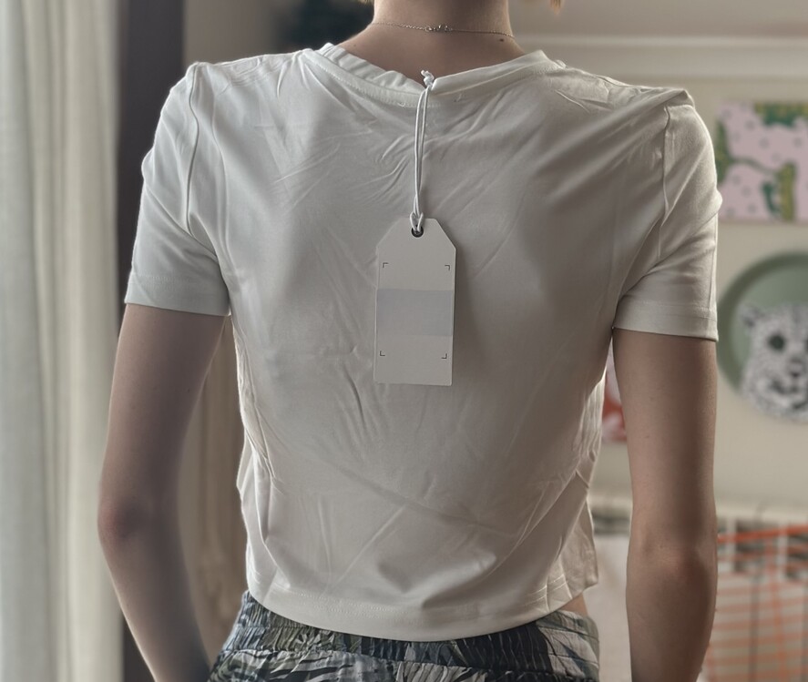 Kadın Basic Beyaz Kısa Kollu Crop Tişört
