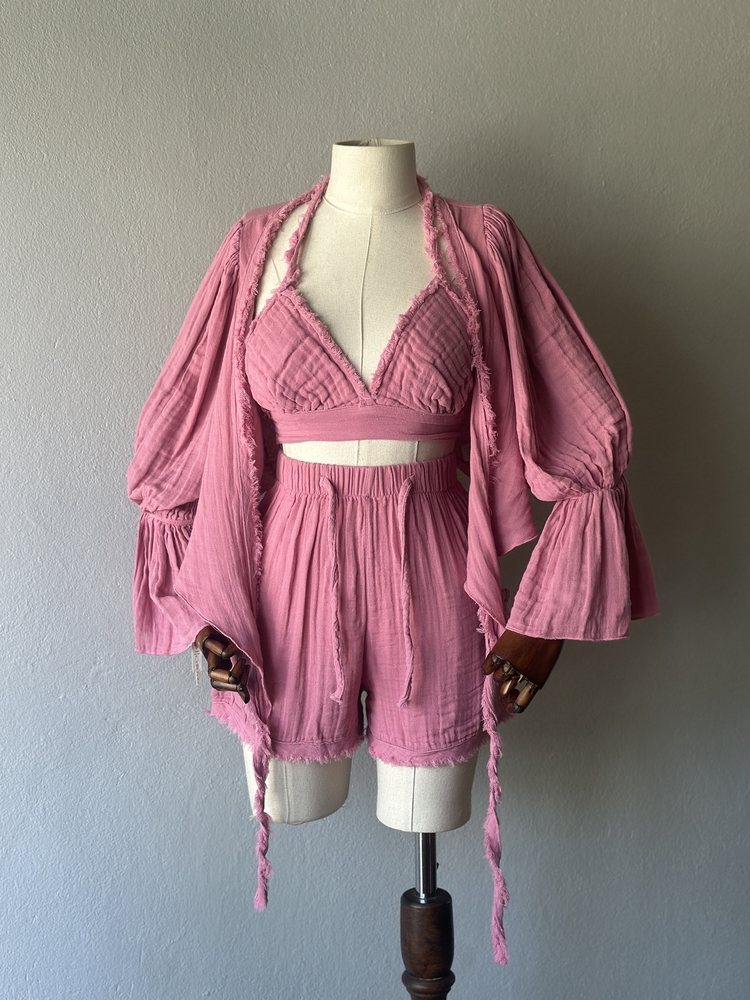 Özel tasarım boho - 3lü takım - pembe 