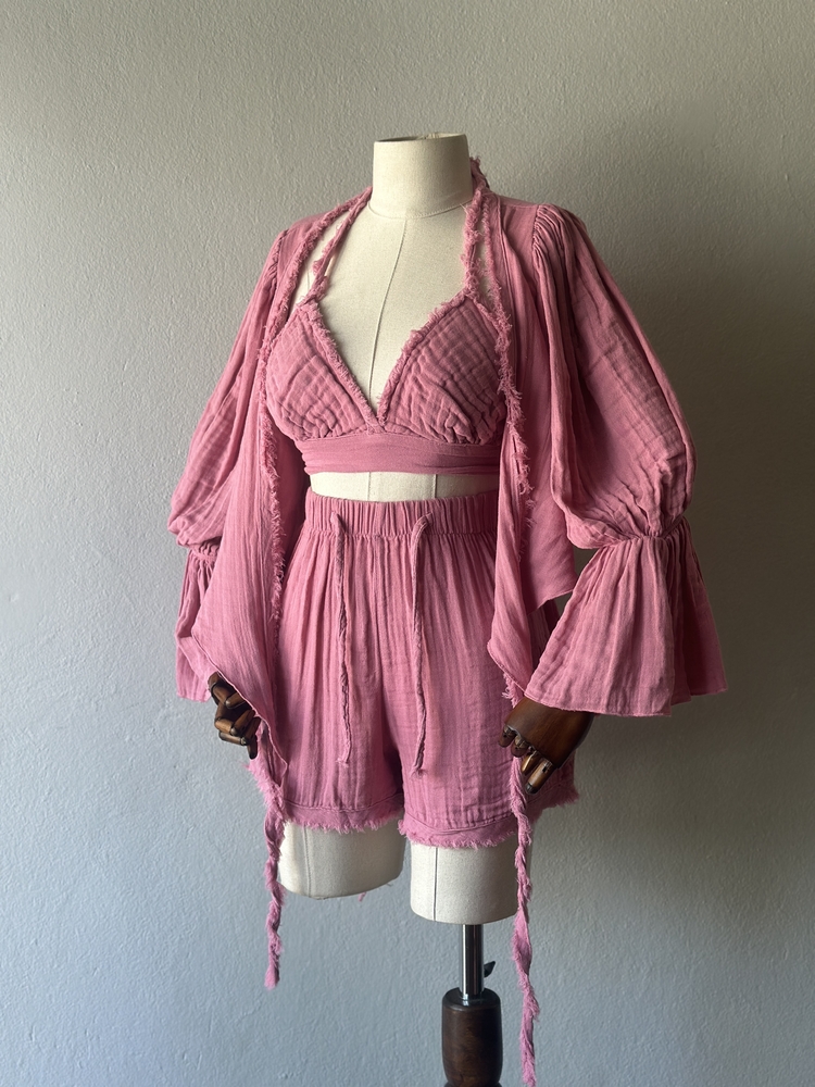 Özel tasarım boho - 3lü takım - pembe 