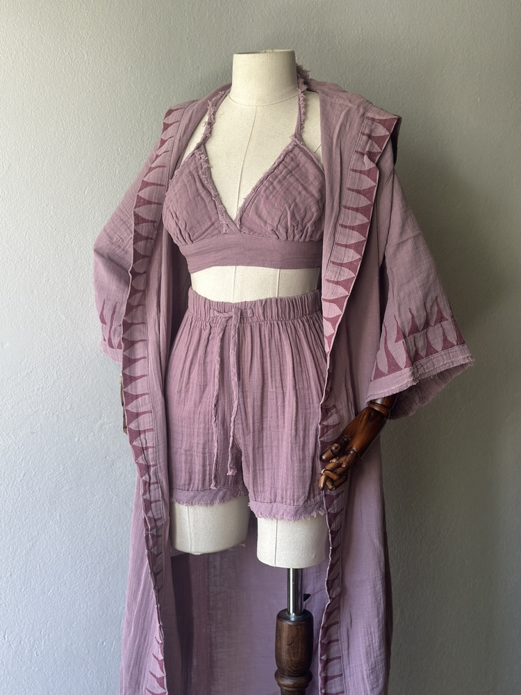 Özel Tasarım 3lü Takım - kimono, büstiyer, şort