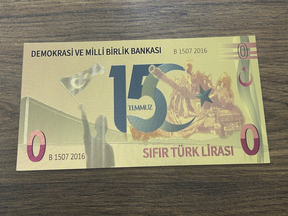 24 Ayar Altın Kaplama 0 TL Hatıra Parası 15 Temmuz