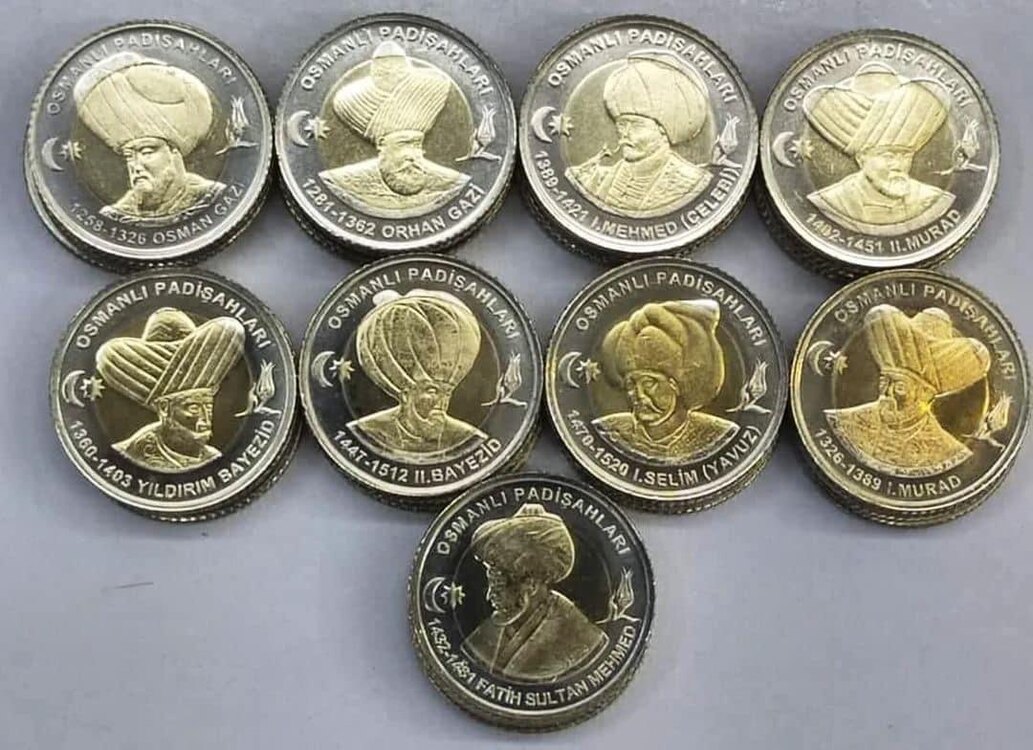 9’lu Osmanlı Padişahları Bimetal Hatıra Parası Set