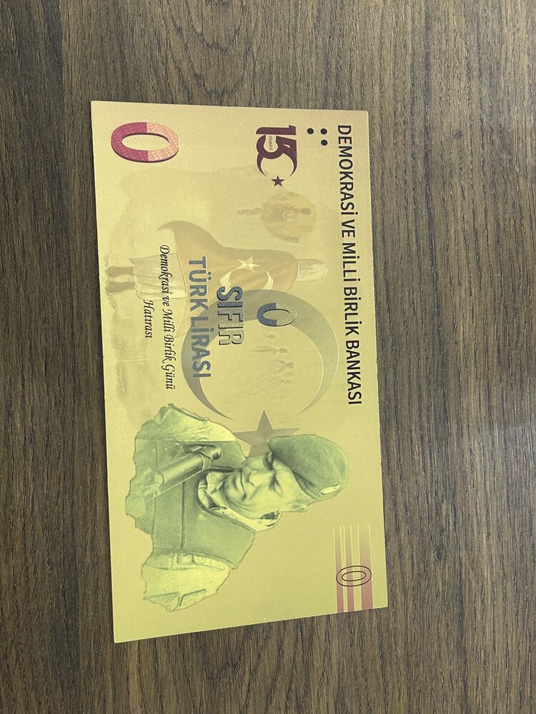 24 Ayar Altın Kaplama 0 TL Hatıra Parası 15 Temmuz