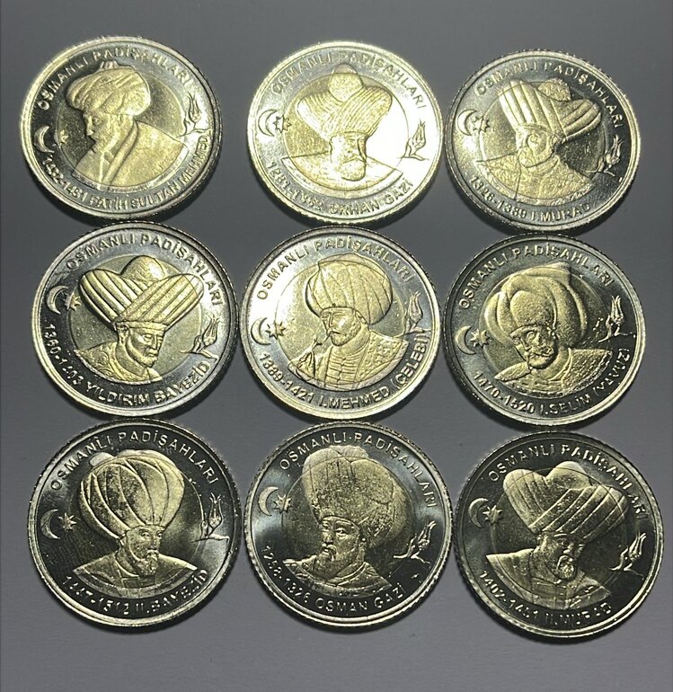 9’lu Osmanlı Padişahları Bimetal Hatıra Parası Set